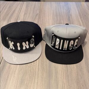 King and Prince Snapback Caps - Black & Gray